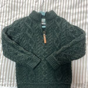 Aran Crafts Youth Forest Green Merino Wool Sweater